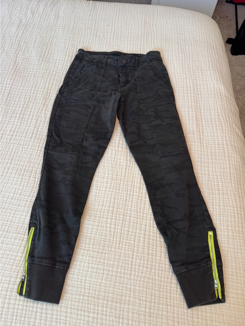 Black Joggers with Neon Yellow Zip Accent